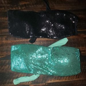 Set of Black and Green Swimsuit Tops